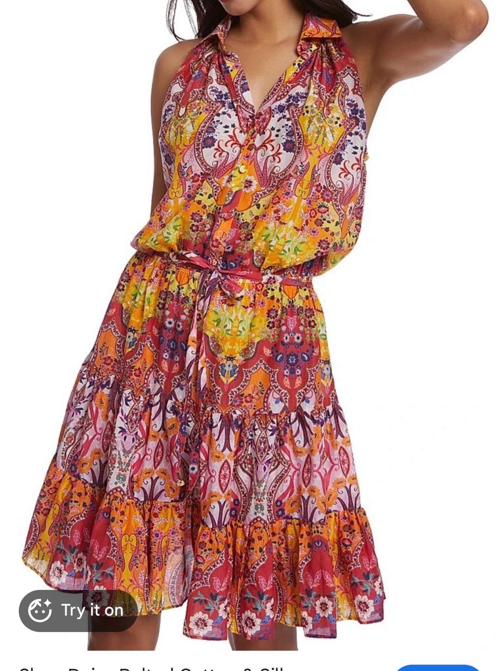 Robert Graham Bright Multi-Color Halter Mini Dress